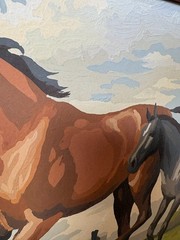 1968 Paint By Numbers – Running Mare and Colt / Horses – Framed 17.5 x 13.5