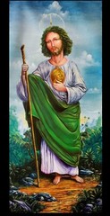 Oil painting by Raimundo sosa tamayo cuban art 70x31cm titulo :san judas tadeo