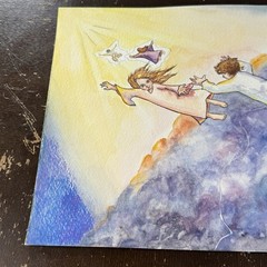 Original Watercolor Painting 9×12 Art Paper Spiritual Journey Of Faith & Light