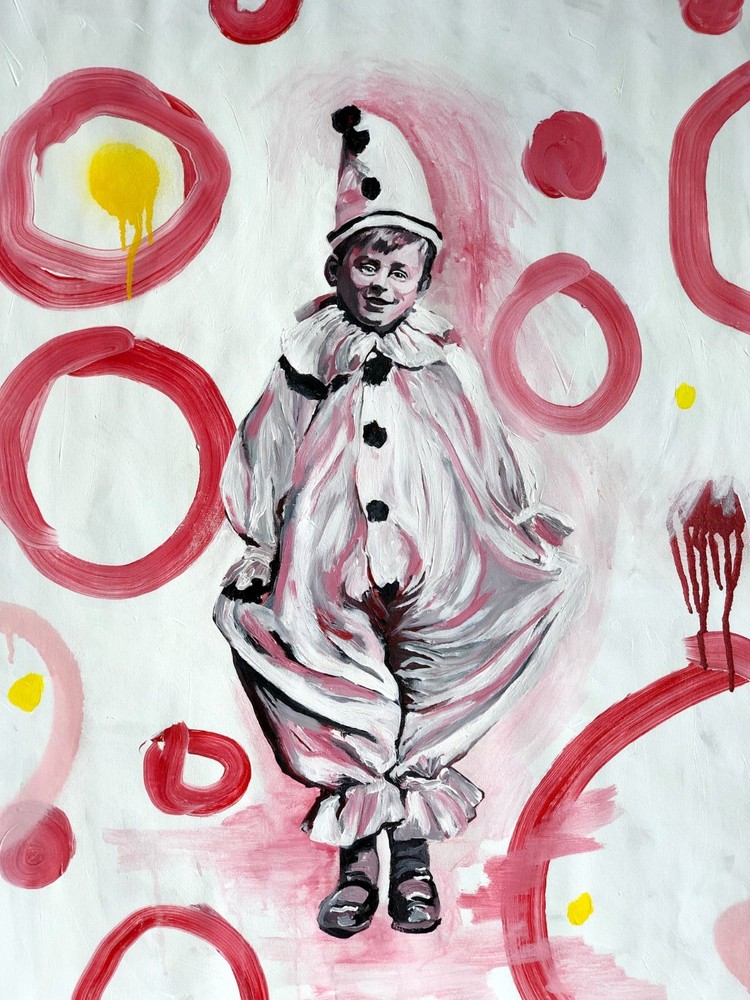 Clown boy 26″x36″ Acrylic on canvas direct from artist