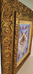 Painting Of Ragdoll or Persian Cat in Ornate Gold Baroque Frame Signed Kingsley