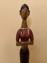 Vintage Pier 1 Tall Skinny Sculpture Statue Brown Lady Modern African American