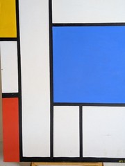 Vintage 87 mcm Mondrian style Abstract Op Art Geometric Painting primary colors