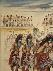 Raymond Naha VTG Arizona Native American Hopi Folk Snake Dance Ceremony Painting