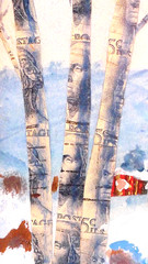 Small Vintage Canadian Scenic Watercolor and Postage Stamps in the Art Work