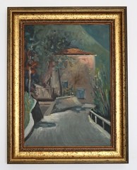 Oil Painting on Canvas „View with Mountain Farmhouse“ by L. Lombardi