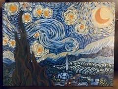 Starry Night (Vincent Van Gogh) MASTER COPY Oil Painting 12”x16”