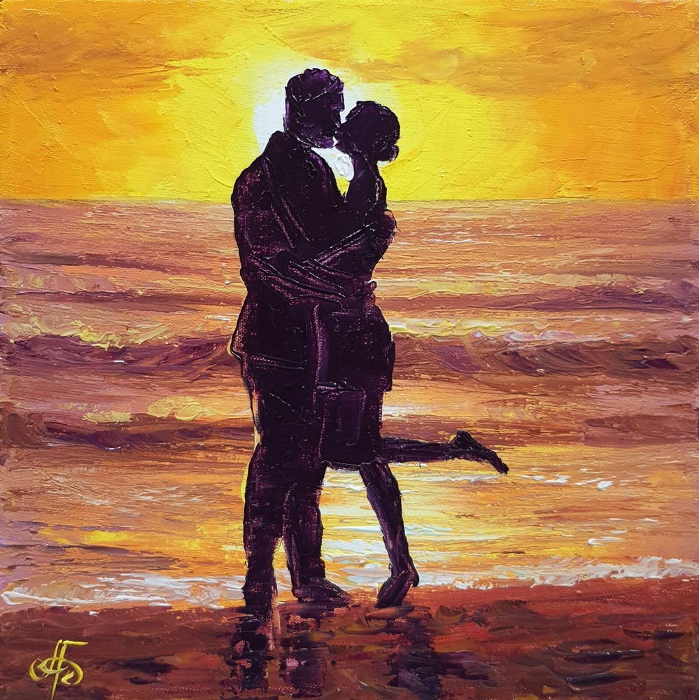 Ukraine Artist Twilight Romance Duet Original Oil Painting Gift Wall Art Decor
