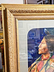 RARE 1881 WATERCOLOR PAINTING SOUTHERN CHEYENNE INDIAN CHIEF WOLF ROBE by C.W.R.