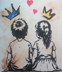 Original street art painting urban art canvas in Banksy style unique hand painted