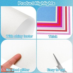 10 Sheets White Glitter Cardboard Paper 8.5 x 11 Inches, Glitter Cardboard Paper Re…