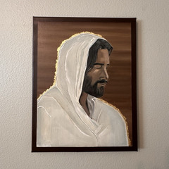 Jesus Portrait Acrylic painting -White Hooded Robe.