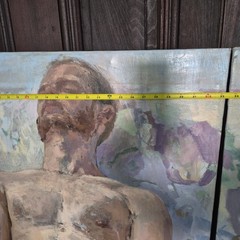 2 Original Contemporary Figurative Matching Oil Paintings Unsigned Nude Couple
