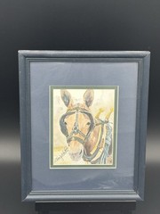 Tom J Whiteley Signed Watercolor Painting Framed Mule Work Horse Portrait