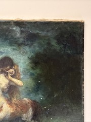 Antique Centaur Centaurs Painting Ferdinand Leeke Large Oil Night Portrait Icon