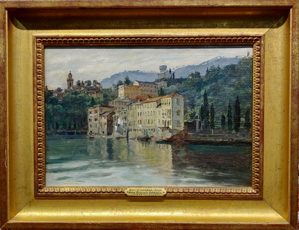 Anna Richards Brewster -1930 View of San Michele di Pagana in Italy-Oil painting
