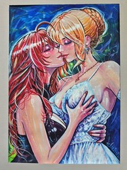 Original Anime Painting A4 Rias Gremory Artoria Yuri Fan Art Handmade LGBTq 2026