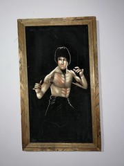 VINTAGE 1970’s BRUCE LEE BLACK VELVET PAINTING 13” X 22” made In Mexico