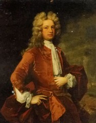 Oil painting charles jervas – portrait of thomas western esq in a red coat bart