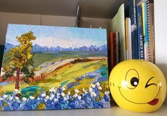 Original Oil Painting Texas Landscape Impasto Artwork on Canvas Board 20x25cm