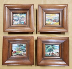 4 Vintage 1950’s Margo Alexander Art in Wood Frames
