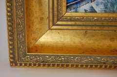 Vtg 80’s Framed Signed Burnett Oil Painting „Paris Cityscape Seine Scene“ 24X20