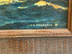 Vintage Oil Painting by J.O.H. Cosgrave II – Tall Ship at Sea| Nautical Art