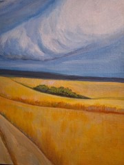 Original Impressionist Golden Road 10×10 Acrylic Panel Painting Home Decor