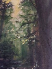 LOVELESS – „FOREST FLOW“ 11 x 14 green acrylic on canvas living room decor COA