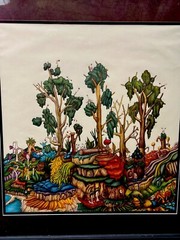 Original Oil Pastel Fantasy Landscape Donna Crotchett 1980 Signed Matted/Framed