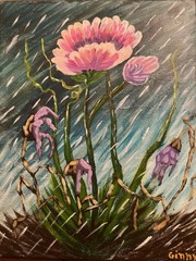 11×14 Acrylic Painting Specialist Flowers-In-The-Rain „Limited Edition“