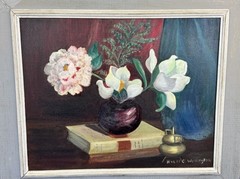 for rockme222 C.1965 Oil on Canvas Stretcher STILL LIFE 20×16 Hazel Wellington