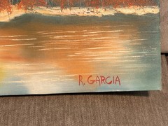 R. Garcia Signed Original Mountain River Oil Painting on Canvas 20”x16”