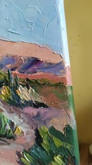 Original Oil Painting on Canvas Hand-made Art with the Desert and Cactuses