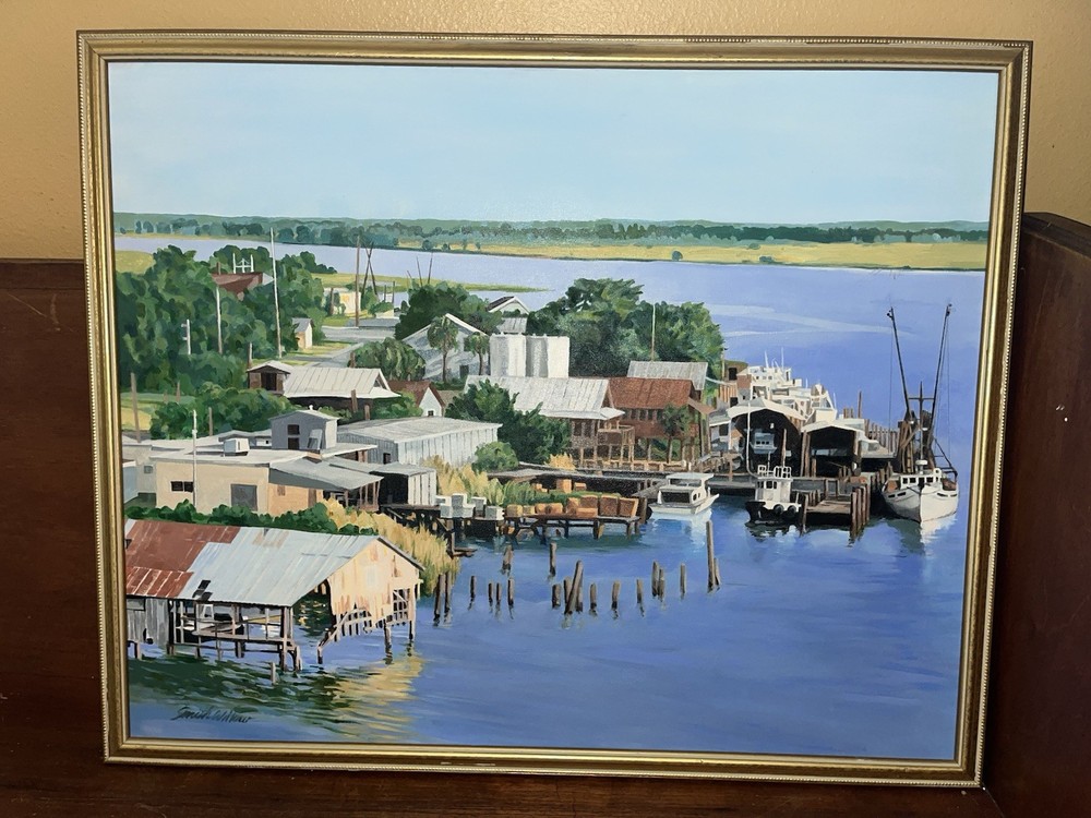 Original Oil Painting Apalachicola FL 24×30 Signed By Artist Apalach River Gulf