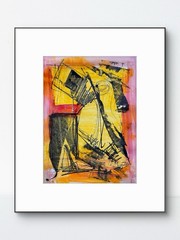 Original Abstract Expressive 9x12Acrylic Ink PaperHandmade Signed Fine Art 26