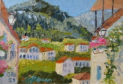 Albania Oil Painting Art 8×6″ Original European Travel Gifts Modern Landscape