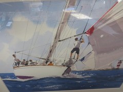 Pair of Yacht Watercolours Yacht Sailing Racing 8m Class by Ken Hayes
