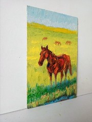 Horse Impasto Painting Original Art Impression Oil Painting 8.1 x 5.1 in