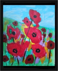 Abstract/Expressionism 11×14 Poppy Field Floral Colorful Handmade Art Painting