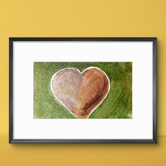 Copper Heart Original Abstract 5×7 Watercolor Paper Signed Contemporary Wall Art