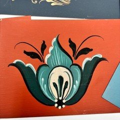 Vtg Hand Painted Rosemaling Samples Lot of 16 on Scrap Paper Cardboard Folk Art