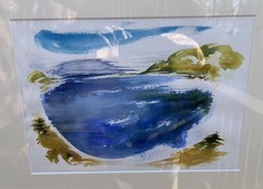 Watercolor Ink & Gouache Philip Frey “Late Afternoon Somes Sound” Maine Framed