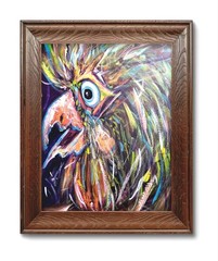 Original Acrylic Canvas 16 X 12 In Funky Chicken Kitchen Art Hand Painted