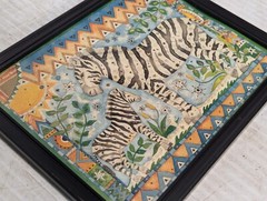 Set of 2 Vibrant Antique Fish and Zebra prints, marked L-R 93