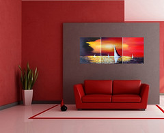 Original acrylic seascape painting „Sailing Before the Storm“,48″x20″x1″
