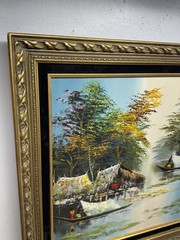 Mid Century Modern Asian Thai Impressionist Oil Painting Signed Thong Dee