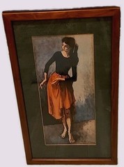 Dancer In Red Moses Soyer Oil on Canvas Framed Print 27′ By 16′- Magnificent Art