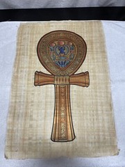New Egyptian Papyrus Vintage Paper Art, Gorgeous Painting! 25×17”, Ships Today!