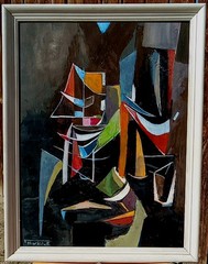 Abstract Expressionist Mid Century Modern 1960’s Style Painting Modernist